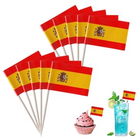 Pack of 100 Spain Toothpick Flags, Spain Decoration, Spanish Flag for Finger Food Cocktail Cupcake Decorations and Spanish Decoration, Spain Flag, Spain Flag, Flag Picker, Spanish Decorative