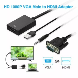Unbranded VGA To HDMI Converter 1080P HD Adapter With Audio Cable For HDTV PC Laptop TV US