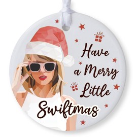 Merry Christmas Ornament, Have a Merry Little Swift Ceramic Christmas Tree Ornament, Gift for Music Lovers, Giftbox Included
