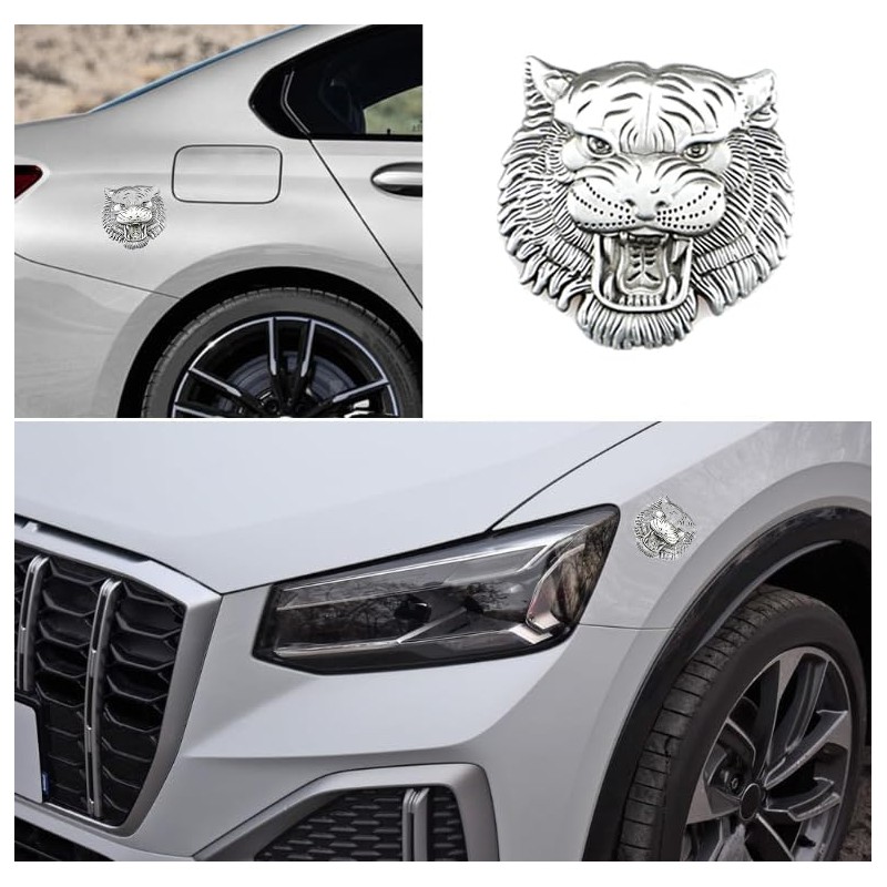 2p Metal Tiger Face Emblem Retro Car Badge Fit for