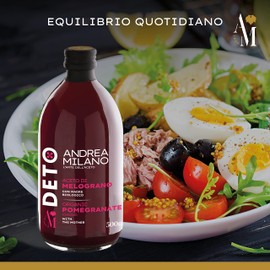 Deto Andrea Milano, Aceto di Melograno Biologico con Madre, Non Filtrato e Non Pastorizzato, Ricco di Proteine, Ideale su Insalate Estive, Verdure o come Base per Bevande, Made in Italy, 500 ml