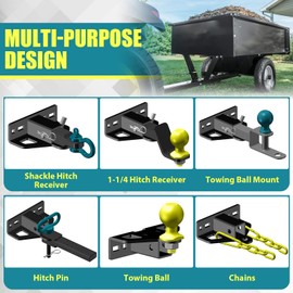 Kistrba Lawn Mower Hitch with 1-1/4" Receiver, 6mm Heavy Duty Steel Universal Fit for Various Mowers & Trailers