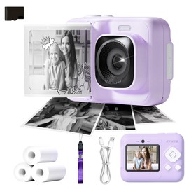 Instant Print Camera for Kids, HD Digital Camera, Christmas Birthday Gifts for 4 5 6 7 8 9 10 Year Old Girls Boys, Portable Toy Printer with 32GB SD Card & 3 Rolls Printing Paper