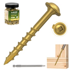 SJPULMO Pocket Hole Screws 1-1/4 Inch, 160Pcs Exterior Pocket Screws #8 X 1-1/4", Asymmetric Quick-Drive Thread Wood Screws for Woodworking DIY Projects Pocket Joinery Drive Bit Included(Gold)