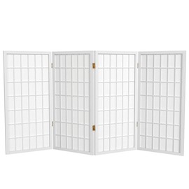 3 ft. Short Window Pane Shoji Screen - White - 4 Panels
