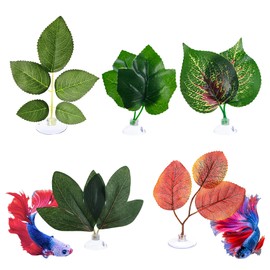 CllyCnny Betta Fish Plant Hammock - Aquarium Floating Leaf Decor with Suction Cup Beta Fish Hideout for Resting Simulating Habitat