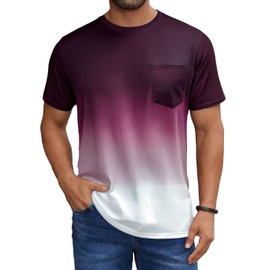 LuxMania Men's Casual Summer Short Sleeve T-Shirts Gradient Ombre Crew Neck Tee Tops with Pocket Multicolor XXL