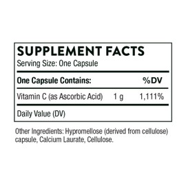THORNE THORNE Ascorbic Acid - 1000 mg Vitamin C Supplement - Supports Healthy Immune Response, Collagen Formation, and Antioxidant Support - Gluten-Free - 60 Capsules
