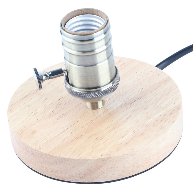 E26/E27 Table Lamp Holder Household Retro Wooden Lamp Base with