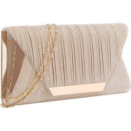 MIAC Glitter Shoulder Bag Evening Bag Clutch Purses for Women Lady Girl Handbags Crossbody Bag Wedding Bag for Prom Party Engagement Dating, Silver