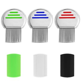 6 Stk. Läusekamm Nissenkamm Extra Fein, inkl. 3 Effektiver Metall Lice Combs & 3 doppelseitigen Haarkämmen für Katzen, Hunde und Haustiere, Läusekämmen Langlebig und Leicht zu Reinigen