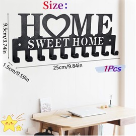 Key Holder for Wall Black Metal Keys Holder, Decorative Wall Mounted Home Design Style,Key Hooks Wall Decorative for Entryway Doorway Hallway