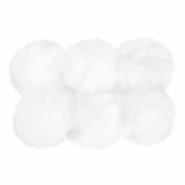 Faux Fur Pom Poms for Hats, 6 Pcs Fluffy Soft Fur Poms Balls for Keychain Knitting Hats DIY Scarves Gloves Bag Christmas, White. White pom poms