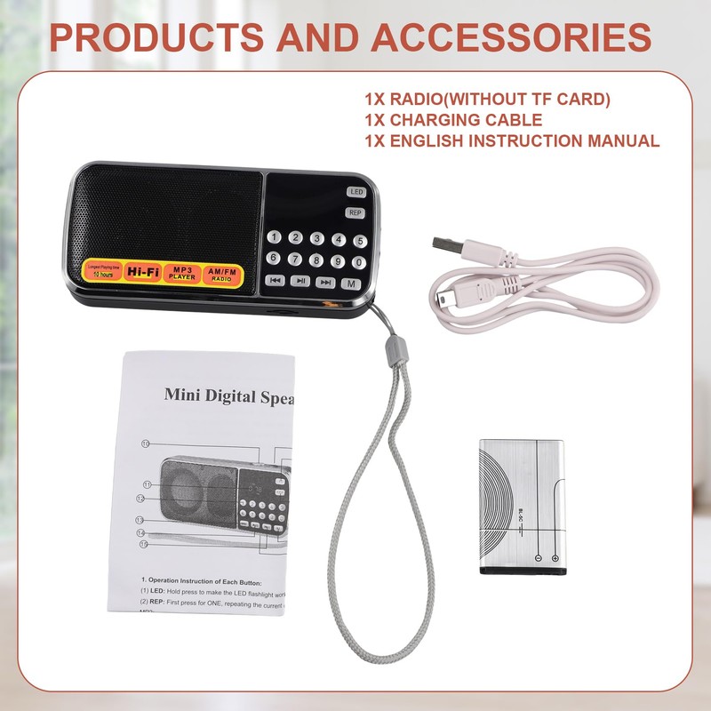 Atelierate Mini AM Radio Digital Portable Stereo Speaker MP3 Audio