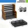 DAOUTIME 6-Tier Mesh Desk Organizer with Drawer, Wooden Office Organizer