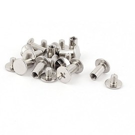 Sourcingmap Screw Post Female 5x10mm Belt Buckle Binding Bolts Leather Fastener Silver Tone 10 Sets