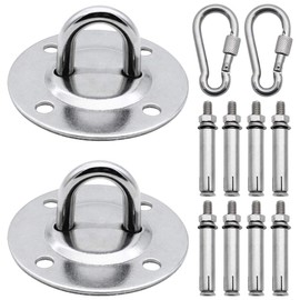 TXErfolg Pack of 2 Ceiling Hooks Stainless Steel Professional Ceiling Mount Load Capacity 350 kg with 2 Pieces Carabiner for Hanging Chair Swing Pendant Lamp Hammock Sling Trainer Punch Bag Yoga Towel