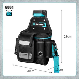 Duratech Waist Bag, Electrician's Waist Bag, Detachable Waist Bag, Tool Holder, Tool Bag, 1800D Oxford Fabric, Carabiner Hook, 7 Bags, Multi-functional, Large Capacity, Compact Design, Clip Fast, Belt