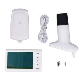 Ultrasonic Level Sensor Water Tank Wireless WiFi Liquid Level Meter with Temp 3.in LED Display High Low Alarm 110‑