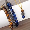 Blue Tiger Eye, Lava And Yellow Tiger Eye combo set