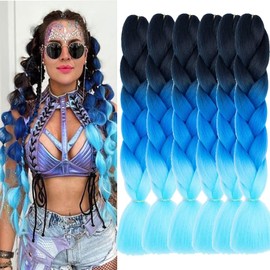 FANWYFYU 6Packs Ombre Braiding Hair 24inch Pre Stretched Jumbo Box Braids High Temperature Fiber Synthetic Afro Hair Extension for Braiding Crochet Twist Braid Hairs（C9）