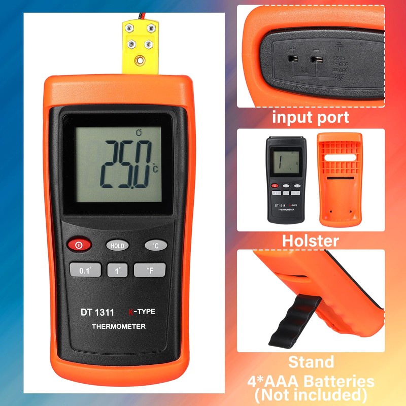 Relaxweex Kiln Thermometer Full Range High Temperature Pyrometer K-Type Thermocouple