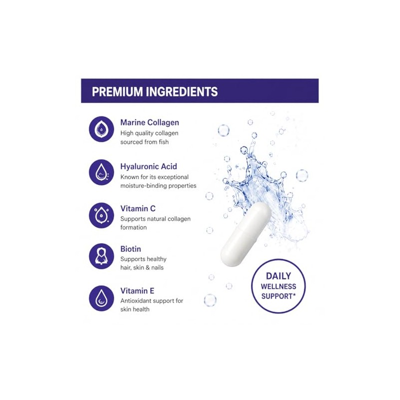 Collagen Supplements for Women & Men with Hyaluronic Acid, Biotin,
