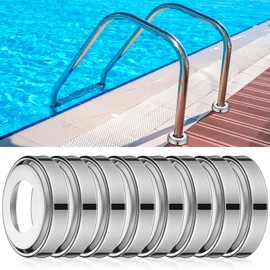 Otoolling 8 Pcs Pool Ladder Escutcheon Plates Stainless Steel Cover Plates for 1.9 Inground Pool Handrail Covers and Spa Ladder Tube