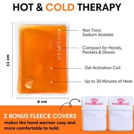 Wremedies for Easier Living Reusable Hand Warmers Gel Click & Heat for Cold Hands Pack of 4 Heat Pads Pocket Warmers Instant Heat Arthritis Aid No Electric Required