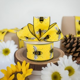 Craig Bachman Honey Bee Canvas Wired Ribbon 2.5" x 10 Yards (Yellow)