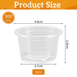 Kleemeiero Pack of 300 Plastic Shot Glasses, 30 ml/3 cl Shot Glasses, Reusable Plastic Cups, Drinking Cups, Transparent Shot Cups, Party Cups, Shot Cups for Birthdays, Tasting Parties