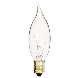 Satco S3272 10 Watt 80 Lumens CA7 Incandescent Soft White 2700K Candelabra Base Clear Light Bulb, Dimmable