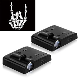 2PCS No Fade Car Door Lights,Skeleton Car Door Lights Logo Projector LED Shadow Welcome Lamp,Skeleton Accessories Arm Skull Finger Gifts,Suitable for All Vehicles Motorcycle