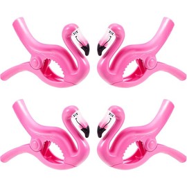 4 counts Beach Towel Clips Chair Holders Portable Towel Holders for Holiday Pool (Flamingo Style) - Color: Flamingo and Pineapple Style