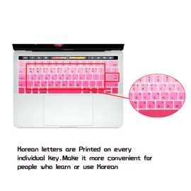 HRH Korean Language Silicone Keyboard Cover for MacBook Pro with Touch Bar 13 Inch and 15 Inch (A2159/A1989/A1706,A1990/A1707) 2019 2018 2016 2017 Release USA Version,Ombre Pink