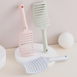 Perforated Root Volume Paddle Brush for Wet, Dry, Tangled, Permed Hair, Wigs, Extensions, and Scalp Massage - Detangling Hairbrush Cushion Green 4ea