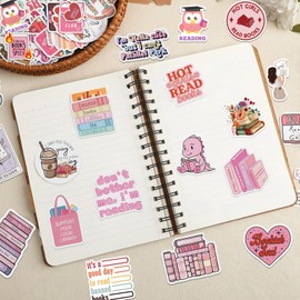 DECYOOL 100Pcs Book Stickers for Kindle, Romance Book Stickers, Aesthetic Bookish Stickers for Adults, Vinyl Decals for Laptops, Water Bottles, Booktok Book Lovers Gifts Scrapbooking Stickers