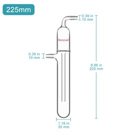 stonylab Glass Gas Bubbler Vacuum Trap, Glass Vacuum Cold Trap Bubbler with 225 mm Height and 10 mm Hose Connection for Vacuum Glassware, Organic Chemistry Lab Apparatus