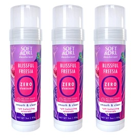 Soft & Dri Blissful Freesia Aluminum Free Deodorant, 3 oz, Smooth and Clear Stick, pH Balancing Minerals, Pack of 3