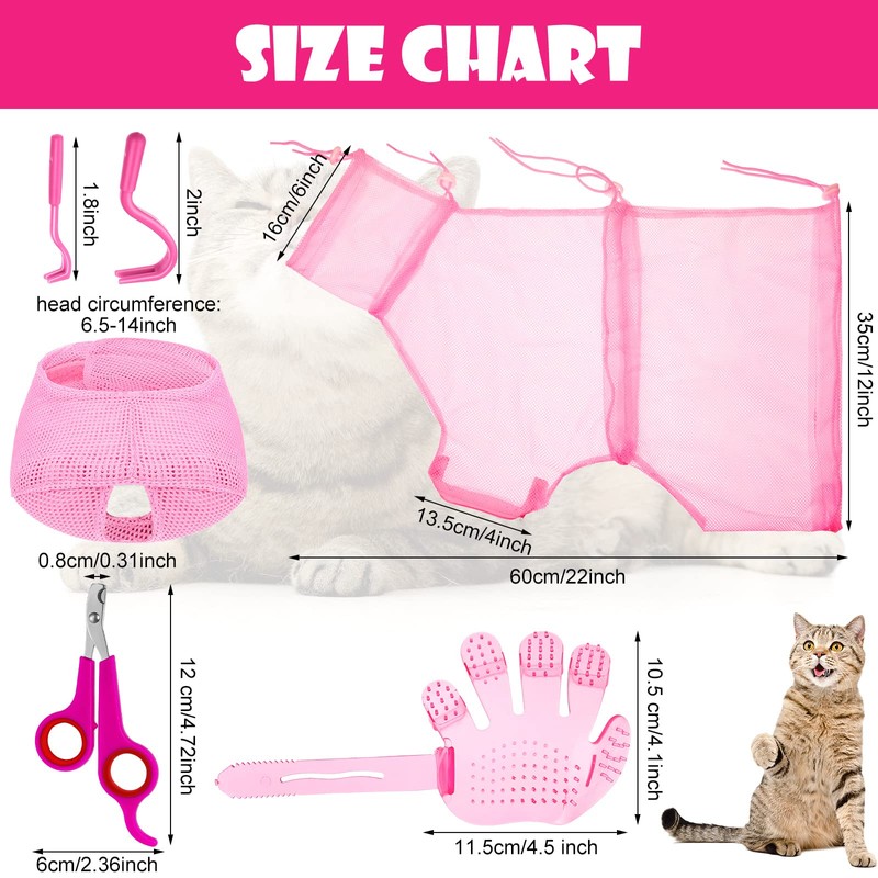Patelai 5 Pcs Cat Bathing Bag Set Cat Grooming Bag