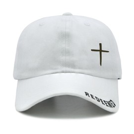 Sunlark Jesus Baseball Cap for Men Women, Religious Gifts for Christians Curved Brim Cap Embroidered 3 Nail Cross Hat White