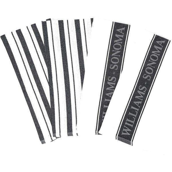 Williams-Sonoma Classic Striped Towels Set & Logo Towels Set - 4 Pack (Black)