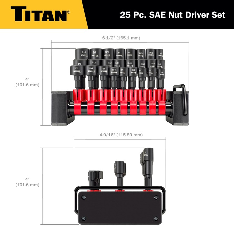 Titan 16294 25-Piece SAE Nut Driver Set, Nut Setter Set