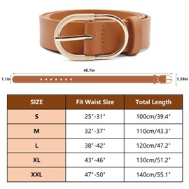 3 Pack Women's Leather Belts for Jeans Pants Dress, Double Sided Faux Leather with Gold Buckle for Women, Fashion Ladies Belt for Birthday Mother Day Anniversary Valentine's Day Christmas Gift