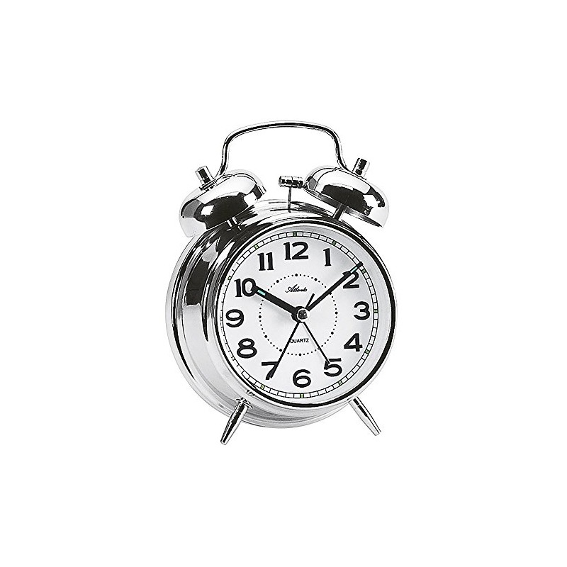 Atlanta 1646-19 Double Bell Alarm Clock Loud 14 cm Metal