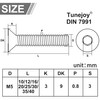 Tunejoy Pack of 30 M5 x 16 mm countersunk head