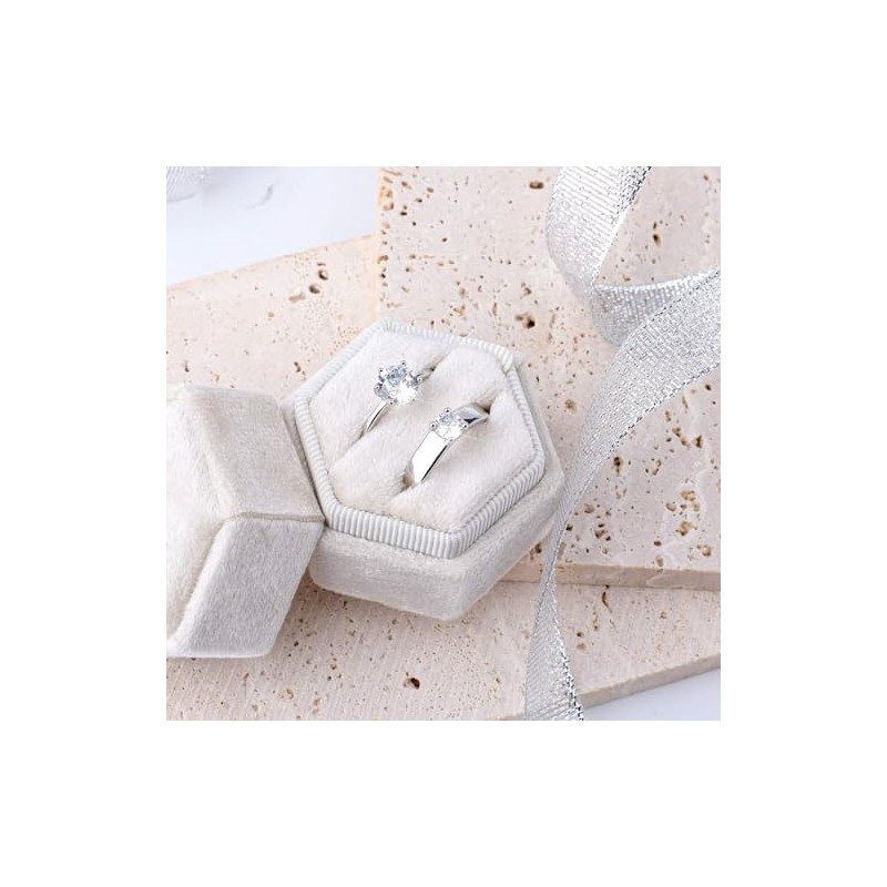 AIEX - Caja de terciopelo para joyas, doble ranura hexagonal