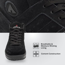 Airwalk Mongo Mid Top Composite Toe Men’s Industrial Work Shoes, Black/Black, Size 10, Medium, Comfortable & Light Work Shoes for Men, Electric Hazard, Slip Resistant
