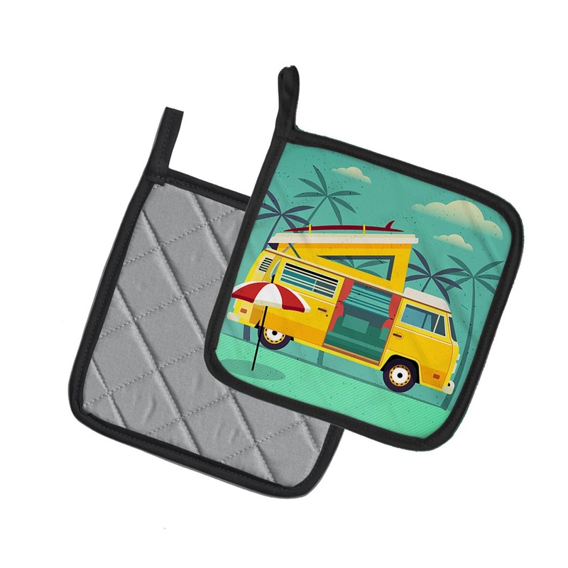 Caroline's Treasures Greatest Adventure Camper Van Pair of Pot Holders,