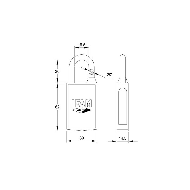IFAM Mag40 Magnetic Padlock, Model Mag40, with Magnetic Key, Vandal-Proof